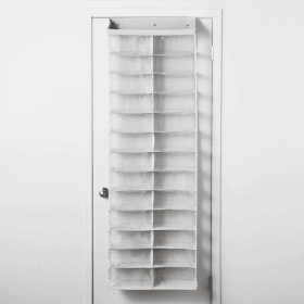 Over The Door 26 Shelf Mesh Shoe Organizer Light Gray