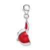 Amore La Vita Sterling Silver Rhodium-plated Polished Enameled 3-D Baseball Cap Charm with Fancy Lobster Clasp