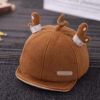 Caramel Baby Fall Winter Hat Cute Deer Horn Cap Boys Girls Baby Baseball Cap Corduroy Sun Hat,4-20 Months