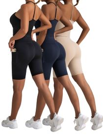 3 Pack Biker Shorts With Pockets High Waist Tummy Control Running Workout Polymide Gym Volleyball Yoga Shorts (Option: 3PACK4-S)