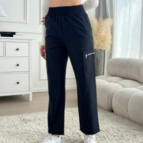 Ladies' Fashionable Street Solid Color Casual Straight Leg Work Pants (Option: White-XXL)