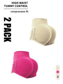 2 Pack Gym Shorts Women, Seamless Yoga Workout Shorts, High-Waisted Scrunch Butt Booty Lifting Athletic Running Shorts (Option: 2PACK1-L)