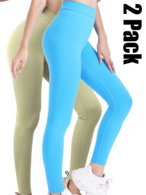 2 Pack High Waisted Leggings For Women-Soft Athletic Tummy Control Pants For Running Yoga Workout (Option: 2PACK5-XL)