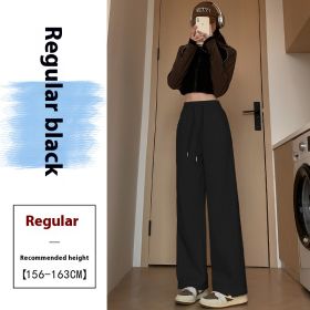 High Waist Long Thin Straight Loose Leisure Sports Sweatpants (Option: Black-2XL)