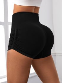 Workout Shorts For Women Scrunch Butt Lifting High Waisted Yoga Gym Seamless Booty Biker Shorts (Option: Black-M)