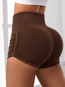 Workout Shorts For Women Scrunch Butt Lifting High Waisted Yoga Gym Seamless Booty Biker Shorts (Option: Coffee-M)