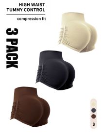 3 Pack Workout Shorts For Women Seamless Scrunch Butt Lifting High Waisted Yoga Gym Booty Running Short Pants (Option: 3PACK2-L)