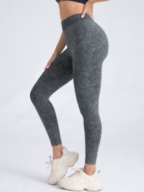 V-Back Scrunch Butt Workout Leggings, Women Seamless Gym Yoga Leggings High Waist Active Yoga Pants, Yoga Leggings High Waist Active Yoga Pants (Option: Grey-S)