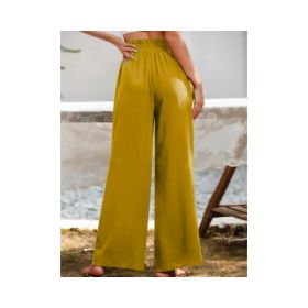 Women's Solid Color Loose, Comfortable, Fashionable And Casual Pants (Option: Yellow-XXL)