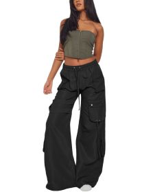 American Niche Retro Casual Pocket Horn Overalls (Option: Black-2XL)