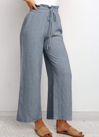 Elastic Waistband Lace-up Wide Leg Pants Solid Color Cropped Pants (Option: Slabstone Gray-XXL)