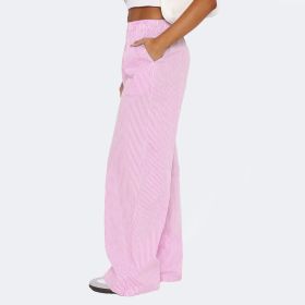 Striped Trousers With Pockets Ins Fashion Casual Wide Leg Straight Pants For Women Clothing (Option: Pink-XS)