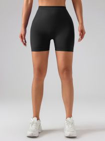 Female V-shape Waist Scrunch Elastic Tight High-rise Shorts, Seamless V Back Scrunch Women Gym Shorts (Option: Black-L)