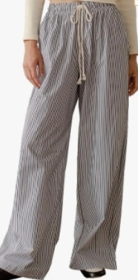 Thin Striped Wide-leg Pants (Option: Black-Xl)