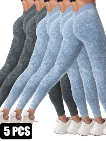 5 Pieces Seamless For Women, High Waisted Workout Gym Yoga Pants (Option: 5PACK5-L)