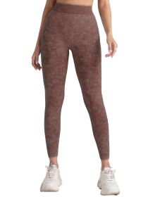 V Back Scrunch Butt Workout Leggings Women Seamless Gym Yoga Leggings High Waist (Option: COF-L)