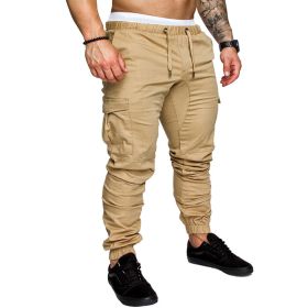 Men's Woven Fabric Casual Pants Corset Pants (Option: Khaki-M)