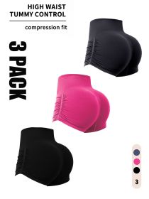 3 Pack Workout Shorts For Women Seamless Scrunch Butt Lifting High Waisted Yoga Gym Booty Running Short Pants (Option: 3PACK7-M)