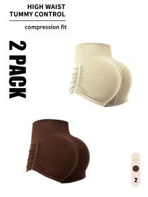 2 Pack Gym Shorts Women, Seamless Yoga Workout Shorts, High-Waisted Scrunch Butt Booty Lifting Athletic Running Shorts (Option: 2PACK2-M)