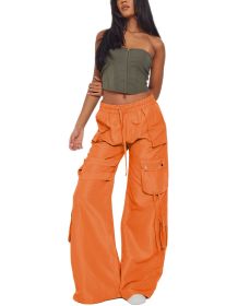 American Niche Retro Casual Pocket Horn Overalls (Option: Orange-S)
