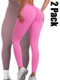 2 Pack High Waisted Leggings For Women-Soft Athletic Tummy Control Pants For Running Yoga Workout (Option: 2PACK4-S)