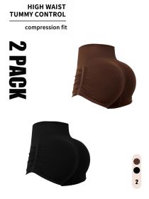 2 Pack Gym Shorts Women, Seamless Yoga Workout Shorts, High-Waisted Scrunch Butt Booty Lifting Athletic Running Shorts (Option: 2PACK10-L)