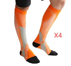Compression Socks For Men&Women Best Graduated Athletic Fit For Running Flight Travel Boost Stamina Circulation&Recovery Socks (Option: Orange 4PC-L XL)