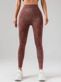 V-Back Scrunch Butt Workout Leggings, Women Seamless Gym Yoga Leggings High Waist Active Yoga Pants, Yoga Leggings High Waist Active Yoga Pants (Option: Coffee-S)