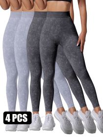 4 Pieces Scrunch Butt Lifting Workout V Back Leggings (Option: 4PACK4-S)
