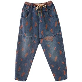 Women's Fashion Loose Slim Casual Jeans (Option: Blue-3XL)
