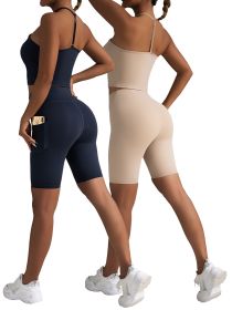 2 Pack High Waist Biker Shorts For Women-Workout Yoga Shorts Running Summer Soft Pants With Pockets (Option: 2PACK5-M)