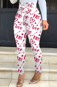 Ladies' Printed Waist Slimming And High Waisted Fashionable Pants (Option: HP-XL)