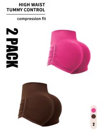 2 Pack Gym Shorts Women, Seamless Yoga Workout Shorts, High-Waisted Scrunch Butt Booty Lifting Athletic Running Shorts (Option: 2PACK3-S)