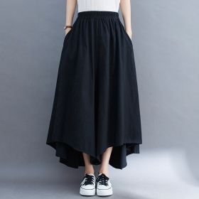 Women's Fashionable Loose Wide-leg Pants Slim Loose Pants (Option: Black-L)