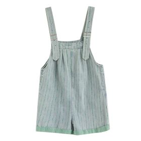 Fashion Striped Denim Straps Shorts (Option: Striped overalls-2XL)