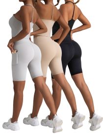 3 Pack Biker Shorts With Pockets High Waist Tummy Control Running Workout Polymide Gym Volleyball Yoga Shorts (Option: 3PACK2-S)