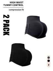 2 Pack Gym Shorts Women, Seamless Yoga Workout Shorts, High-Waisted Scrunch Butt Booty Lifting Athletic Running Shorts (Option: 2PACK5-L)