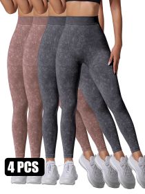 4 Pieces Scrunch Butt Lifting Workout V Back Leggings (Option: 4PACK2-L)