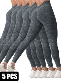 5 Pieces Seamless For Women, High Waisted Workout Gym Yoga Pants (Option: 5PACK2-M)