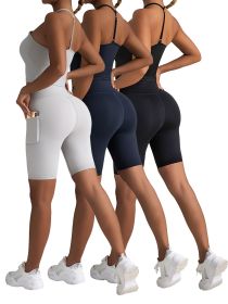 3 Pack Biker Shorts With Pockets High Waist Tummy Control Running Workout Polymide Gym Volleyball Yoga Shorts (Option: 3PACK3-S)