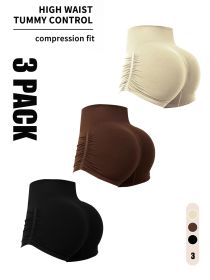 3 Pack Workout Shorts For Women Seamless Scrunch Butt Lifting High Waisted Yoga Gym Booty Running Short Pants (Option: 3PACK10-S)
