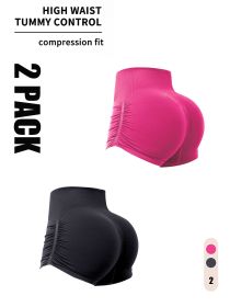2 Pack Gym Shorts Women, Seamless Yoga Workout Shorts, High-Waisted Scrunch Butt Booty Lifting Athletic Running Shorts (Option: 2PACK7-S)