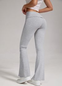 Sports, Leisure And Exercise Women's Low Waisted Flared Pants With Exposed Navel And Folded Waist Wide Leg Pants (Option: Heather Grey-XL)