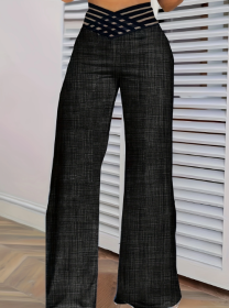 Girls' Solid Color Hollow High Waist Slimming Fashion Versatile Home Clothes Pants (Option: BG-M)