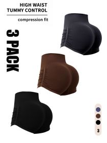 3 Pack Workout Shorts For Women Seamless Scrunch Butt Lifting High Waisted Yoga Gym Booty Running Short Pants (Option: 3PACK5-S)