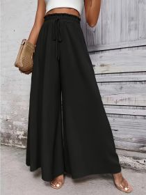 Ladies' Casual Wild Wide-leg Pants (Option: Black-XXL)