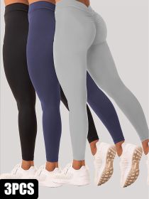 3 Pack Women's Yoga Leggings With High Waistband, Moisture-Wicking, And Stretchy, Perfect For Outdoor Activities And Fitness (Option: 3PACK1-M)