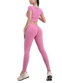 High Waist Yoga Pants For Women, Seamless, Scrunch Butt, Elastic, Ultra-Soft Comfort Fit, Solid Color Sports Leggings (Option: Pink-M)
