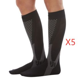 Compression Socks For Men&Women Best Graduated Athletic Fit For Running Flight Travel Boost Stamina Circulation&Recovery Socks (Option: Black 5PC-XXL)
