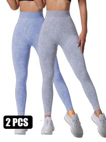 2 Pieces High Waist V Back Yoga Pants Tummy Control Running Workout Tight (Option: 2PACK2-L)
